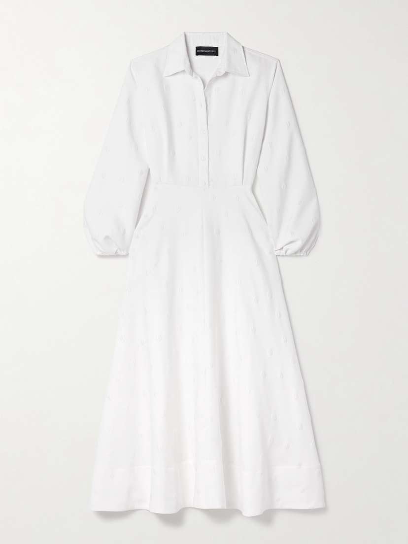 Brandon Maxwell The Maggie Polka-dot Jacquard Midi Shirt Dress