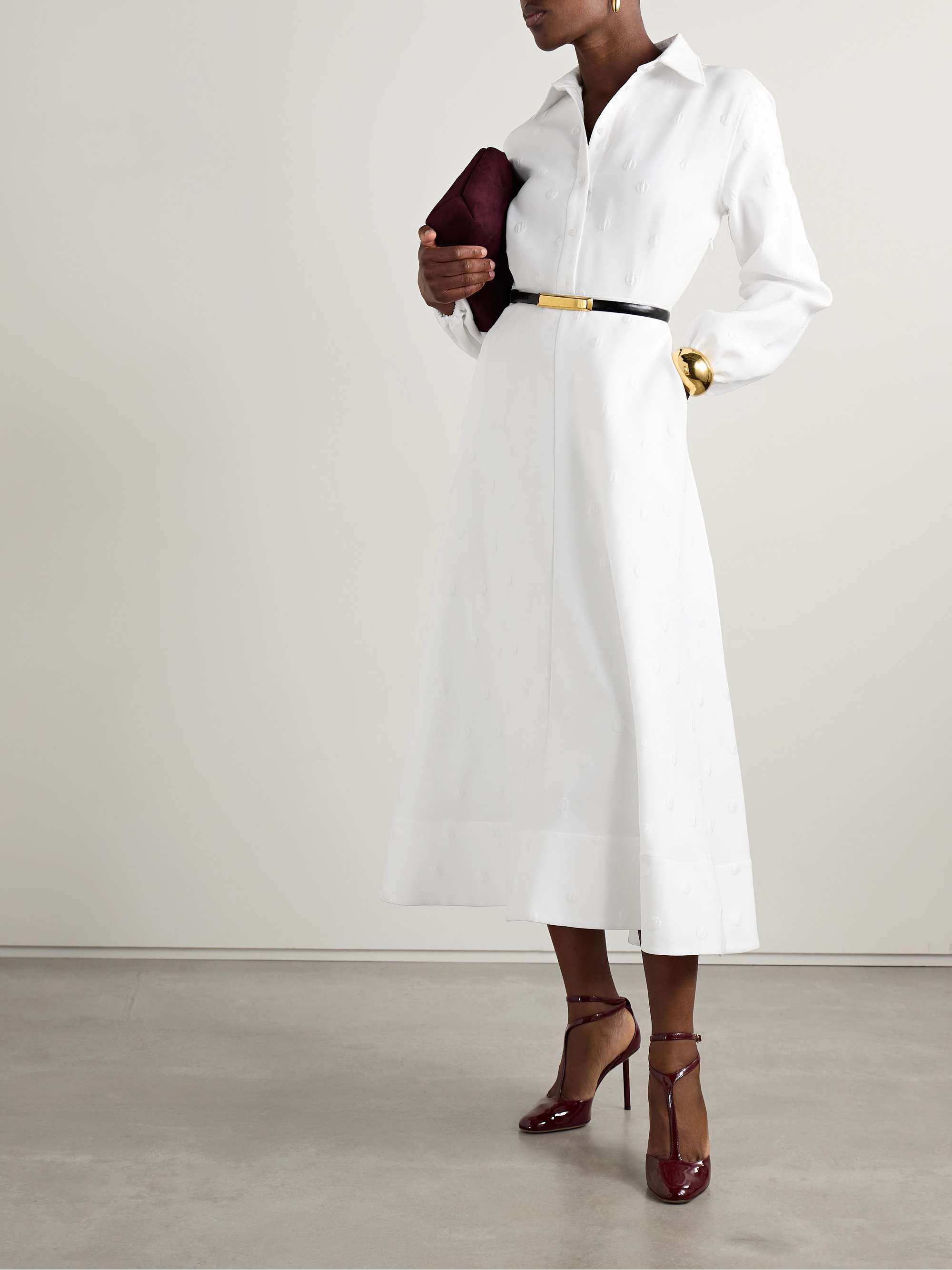 BRANDON MAXWELL The Maggie polka-dot jacquard midi shirt