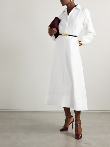 Brandon Maxwell The Maggie polka-dot jacquard midi shirt dress