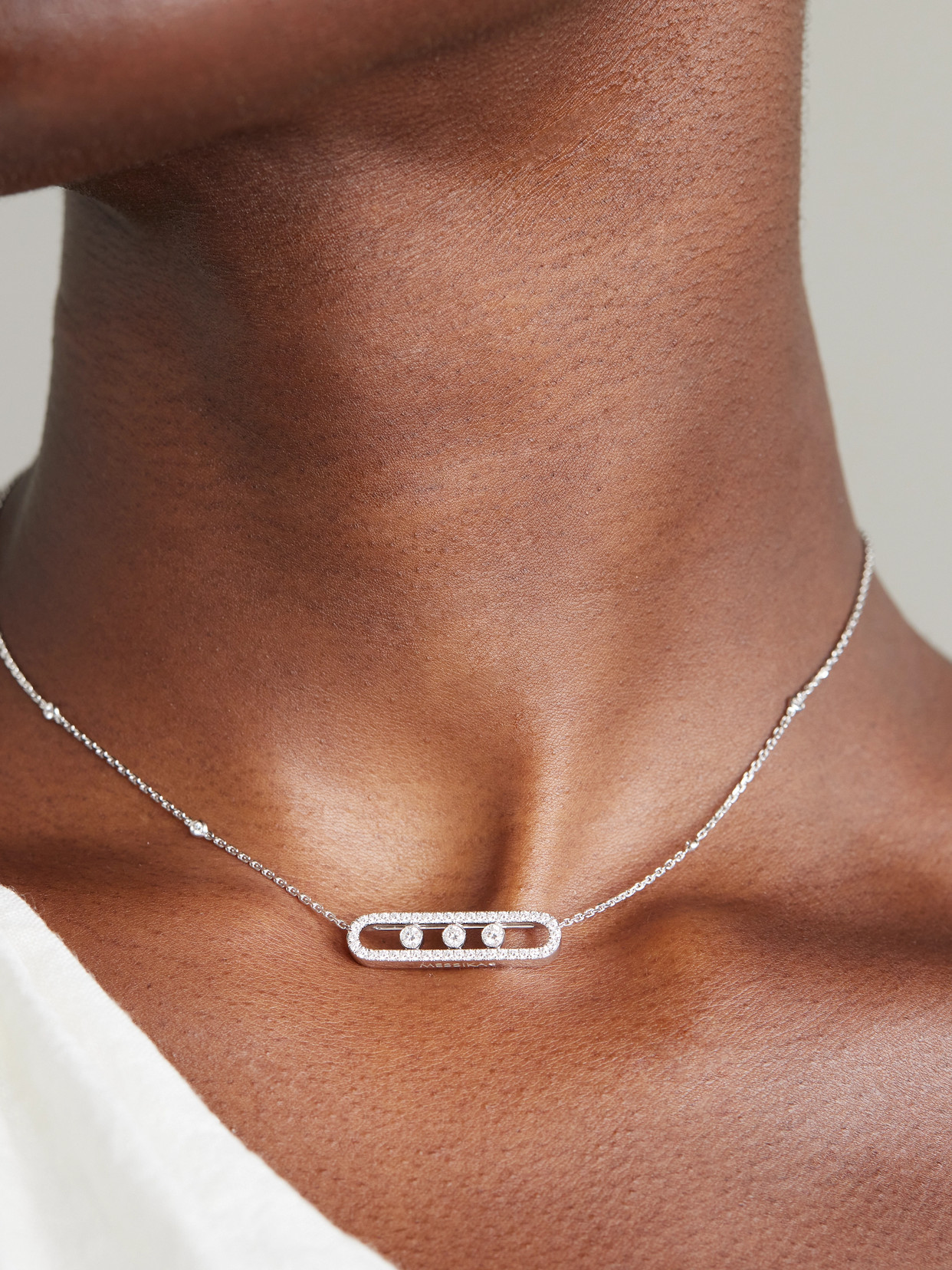 Messika Move 18-karat White Gold Diamond Necklace In Gold
