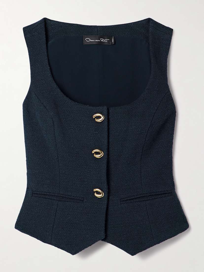 Oscar de la Renta Cotton-blend Bouclé-tweed Vest