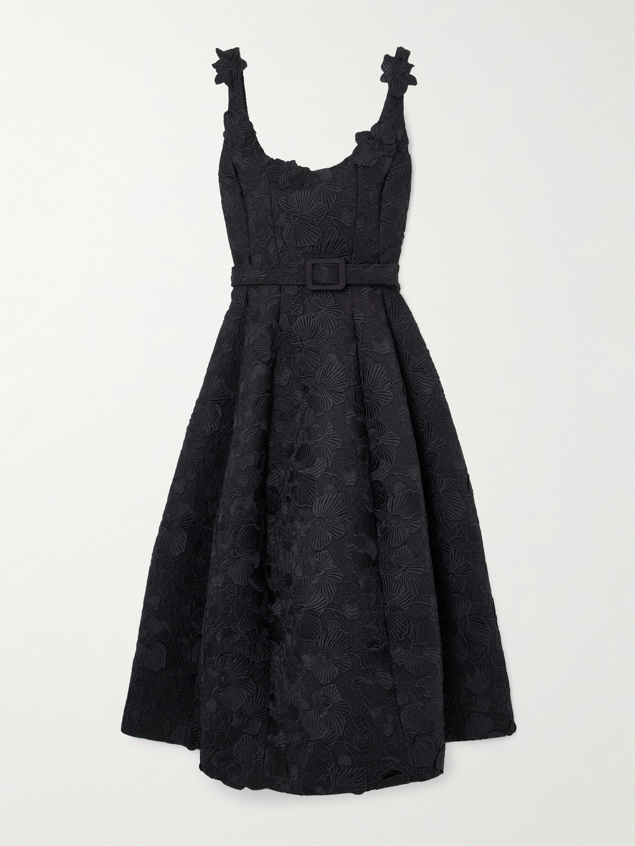 Oscar De La Renta Sleeveless Foxglove Lace Sweetheart-neck Gown In Black