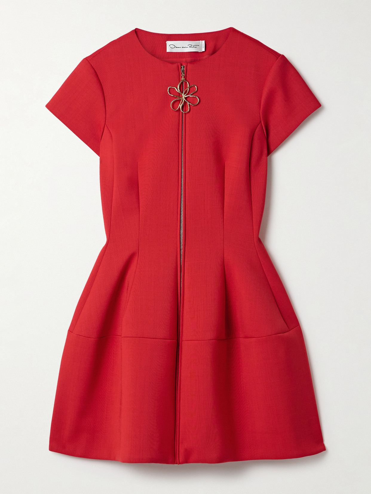 Oscar De La Renta Ponte Mini Dress In Red