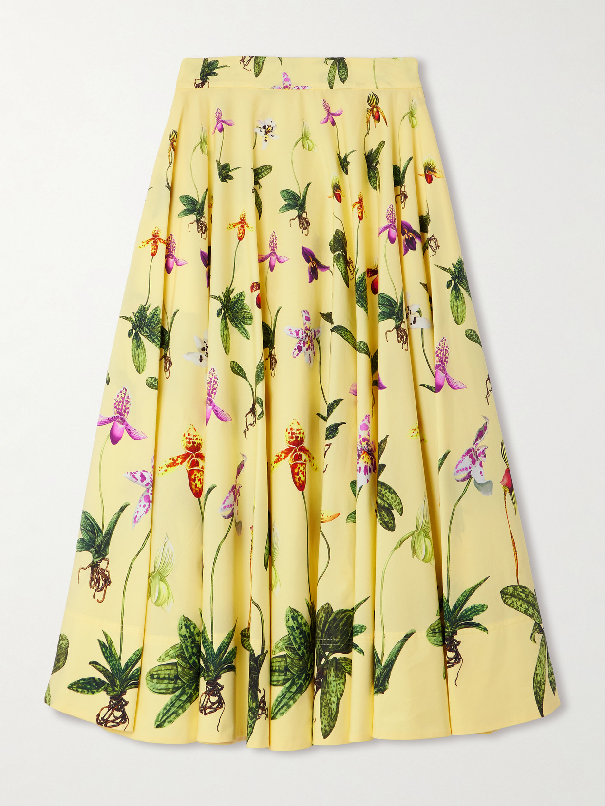 Oscar De La Renta Orchid Poplin Circle Skirt In Yellow