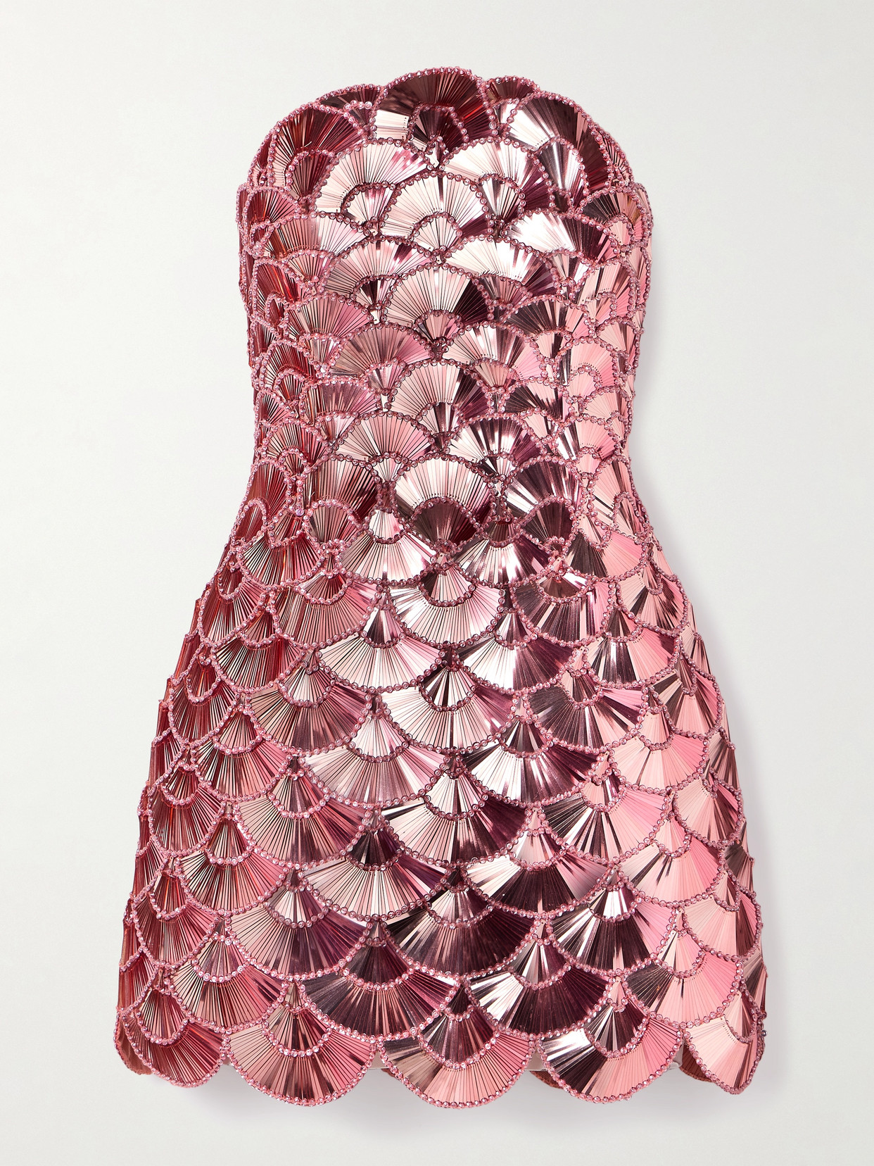 Oscar De La Renta Strapless Embellished Tulle Mini Dress In Pink