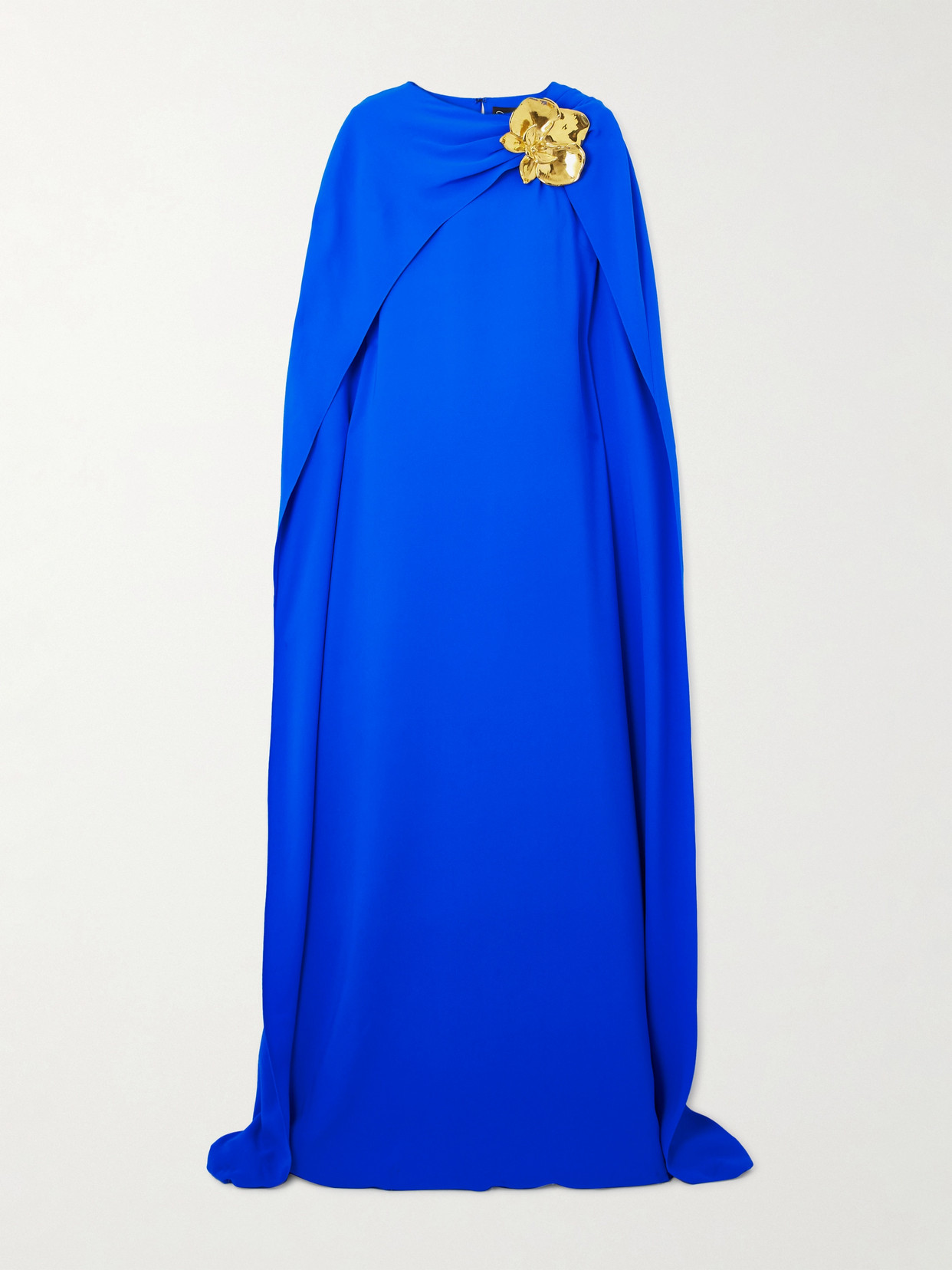 Oscar De La Renta Cape-effect Silk-blend Georgette Gown In Blue
