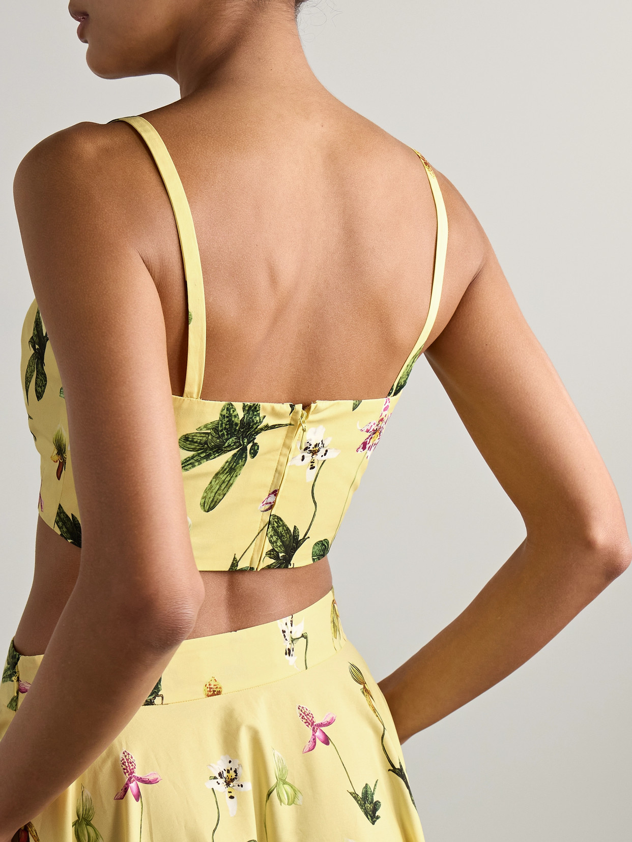 Cropped Floral-Print Cotton-Blend Poplin Top
