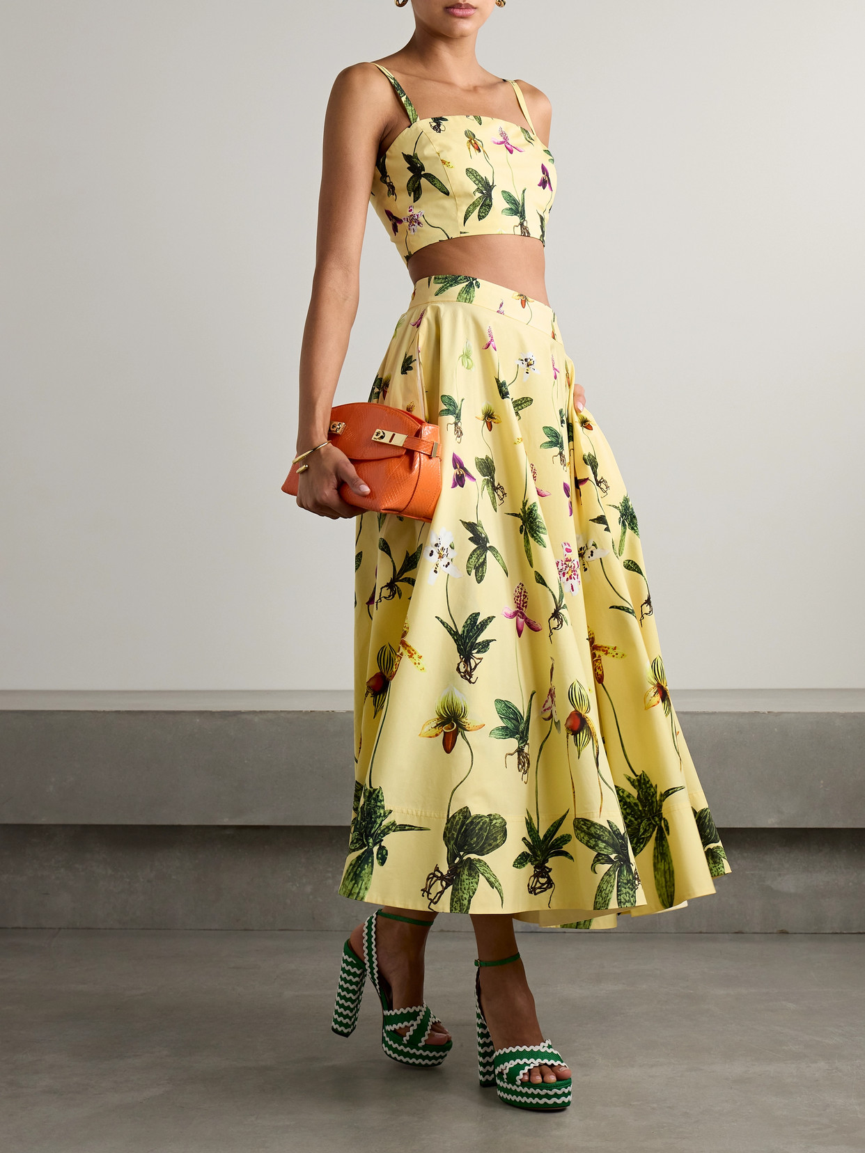 Cropped Floral-Print Cotton-Blend Poplin Top