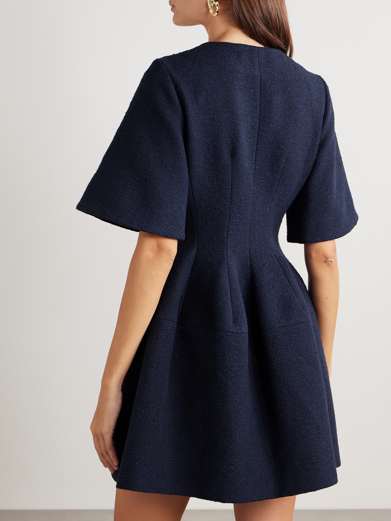 Oscar De La Renta Cotton-blend Bouclé Mini Dress In Blue