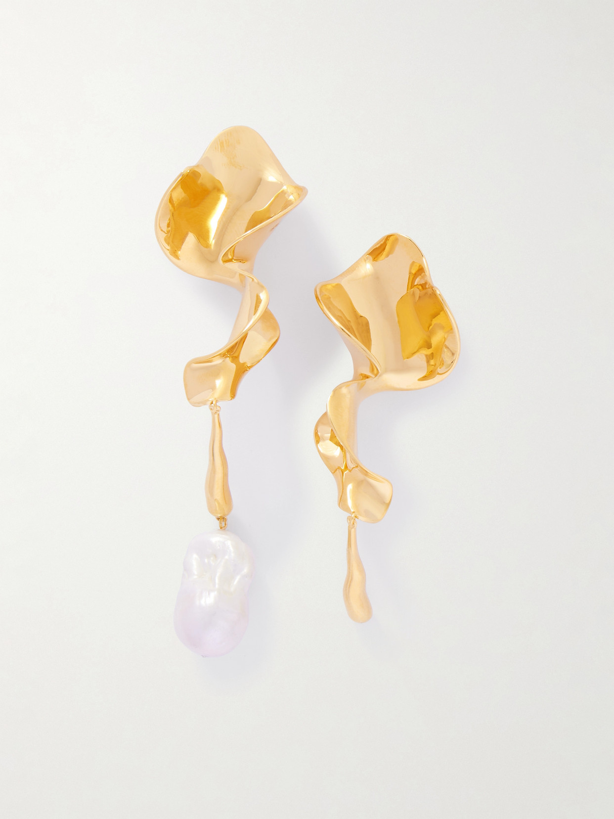 Khaite Tidal Gold-plated Faux Pearl Earrings In White