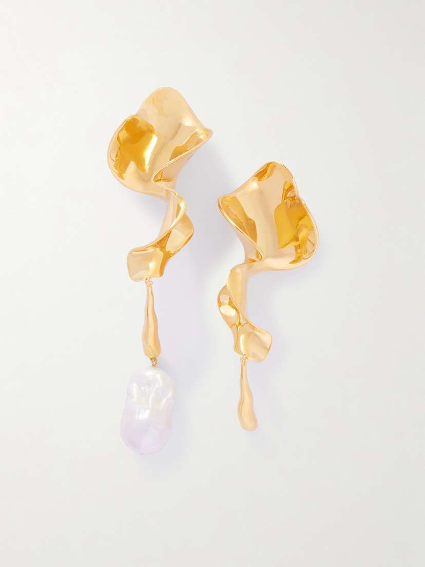 Khaite Tidal Gold-plated Faux Pearl Earrings