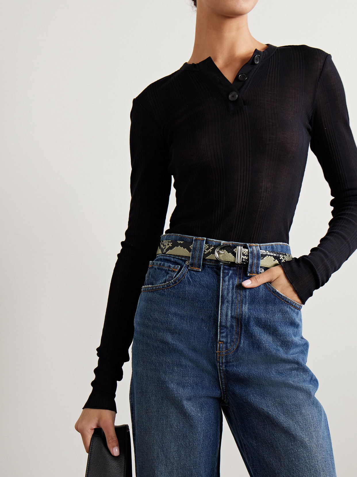 Khaite Bambi Snake-effect Leather Belt In Animal Print