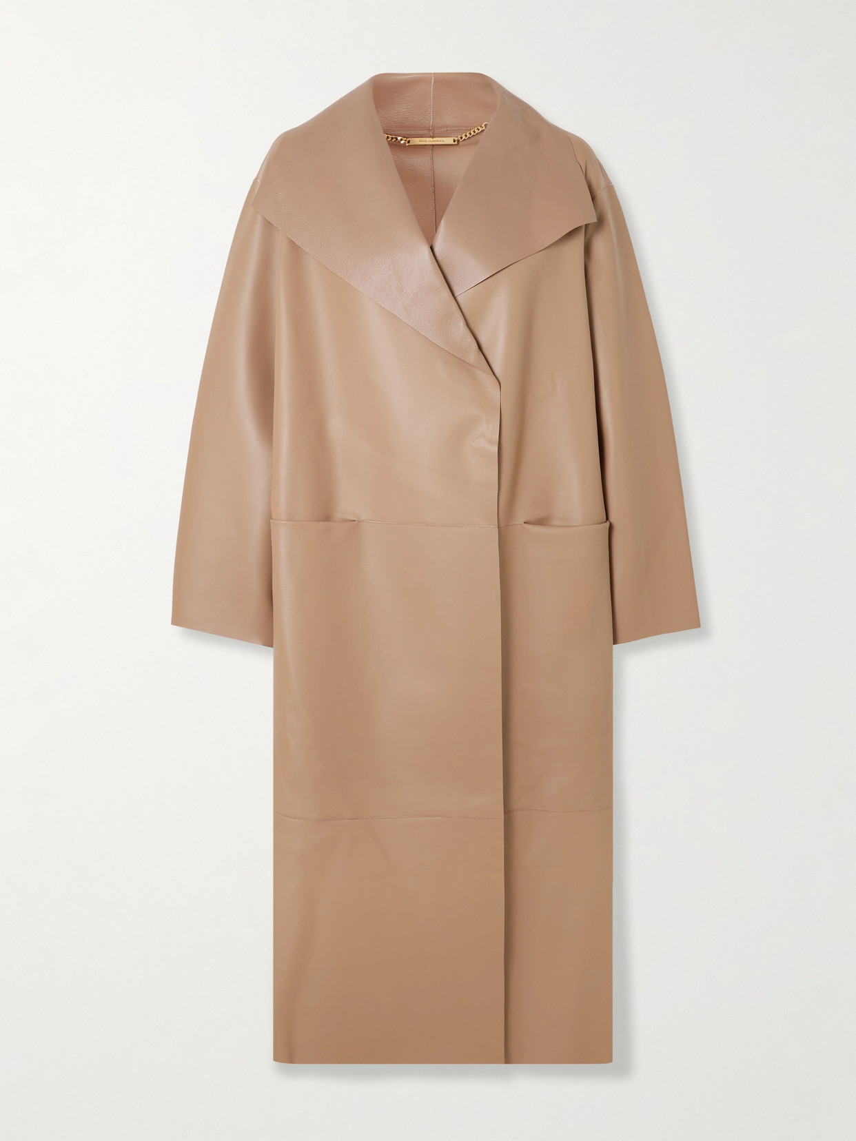 Nour Hammour + Net Sustain Laithan Paneled Leather Coat In Neutrals