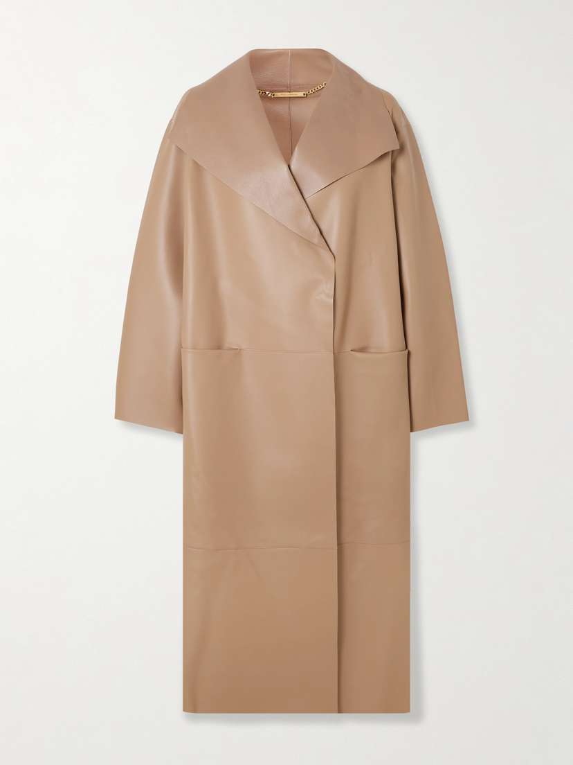 Nour Hammour Birthday Paneled Leather Coat