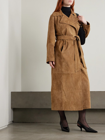 NOUR HAMMOUR Althea belted suede coat