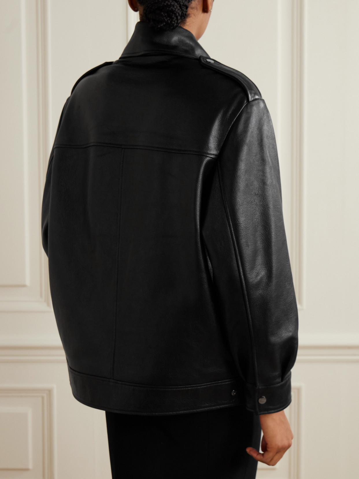 Nour Hammour Drey Leather Biker Jacket In Black