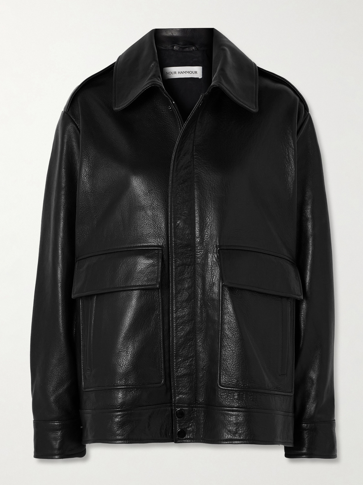 Nour Hammour Drey Leather Biker Jacket In Black