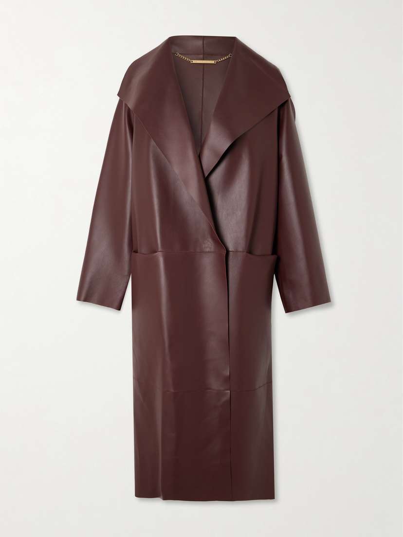 Nour Hammour Birthday Paneled Leather Coat