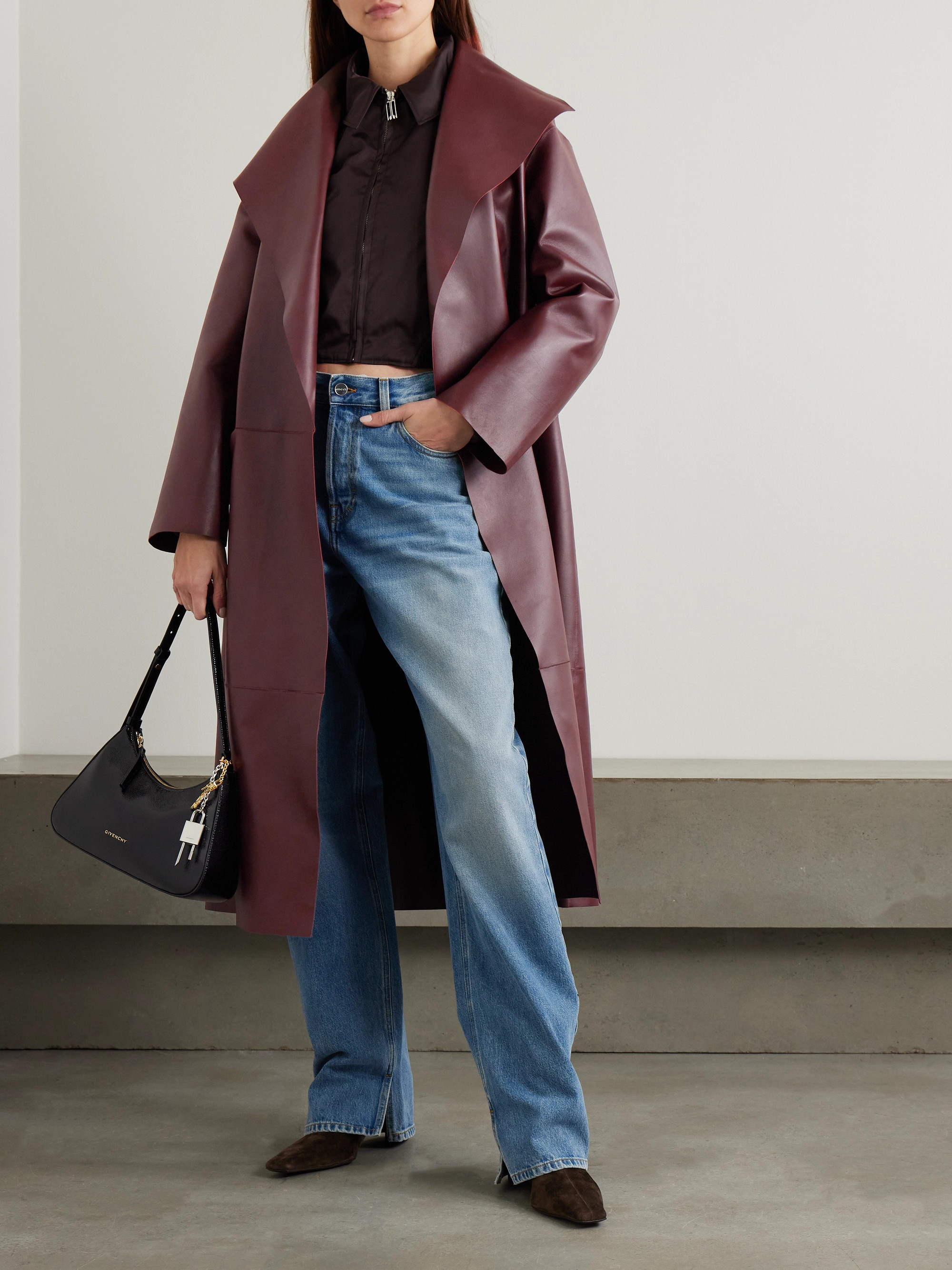 NOUR HAMMOUR - Birthday paneled leather coat | Plush