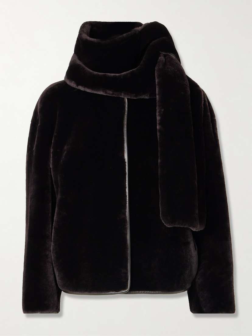 Nour Hammour Lyra Scarf-detailed Shearling Jacket