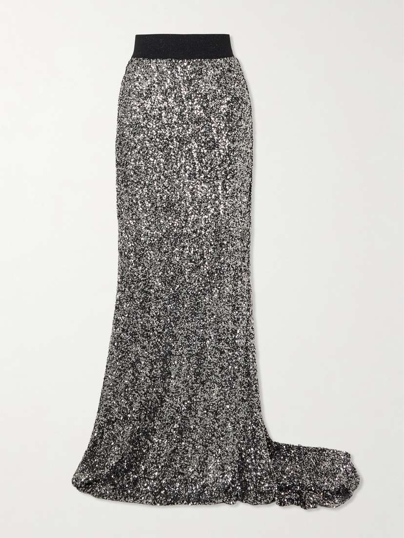Maticevski Rhyme Sequined Metallic Tulle Maxi Skirt - UK 6