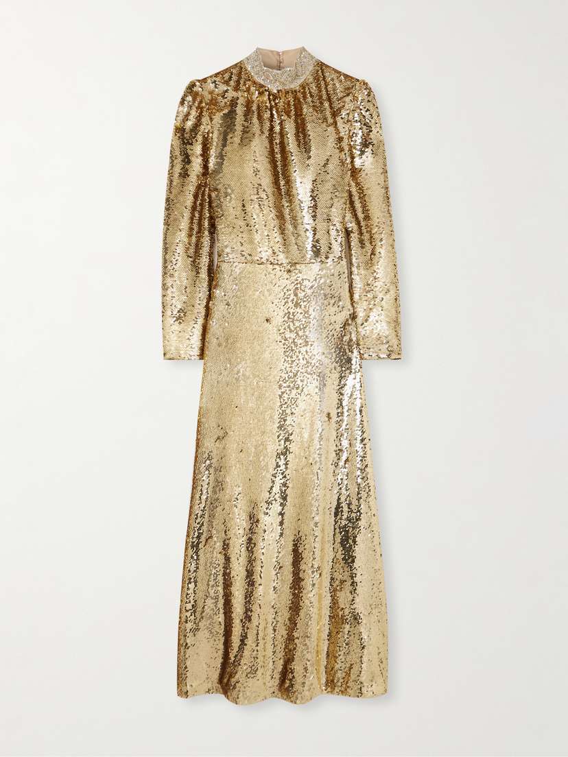 Saloni Jena Embellished Silk-trimmed Tulle Midi Dress