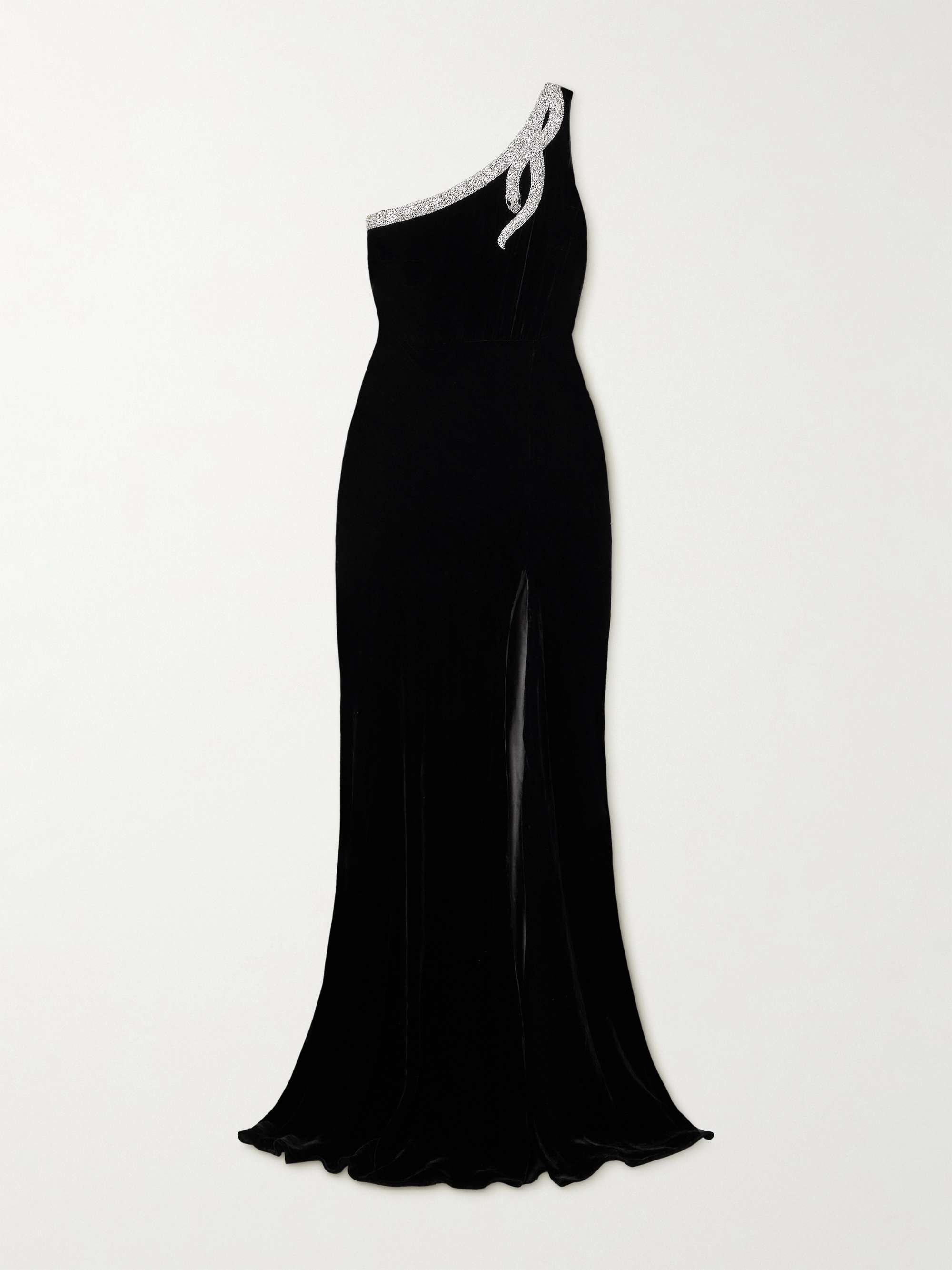 SALONI Justine one shoulder embellished velvet gown NET A PORTER