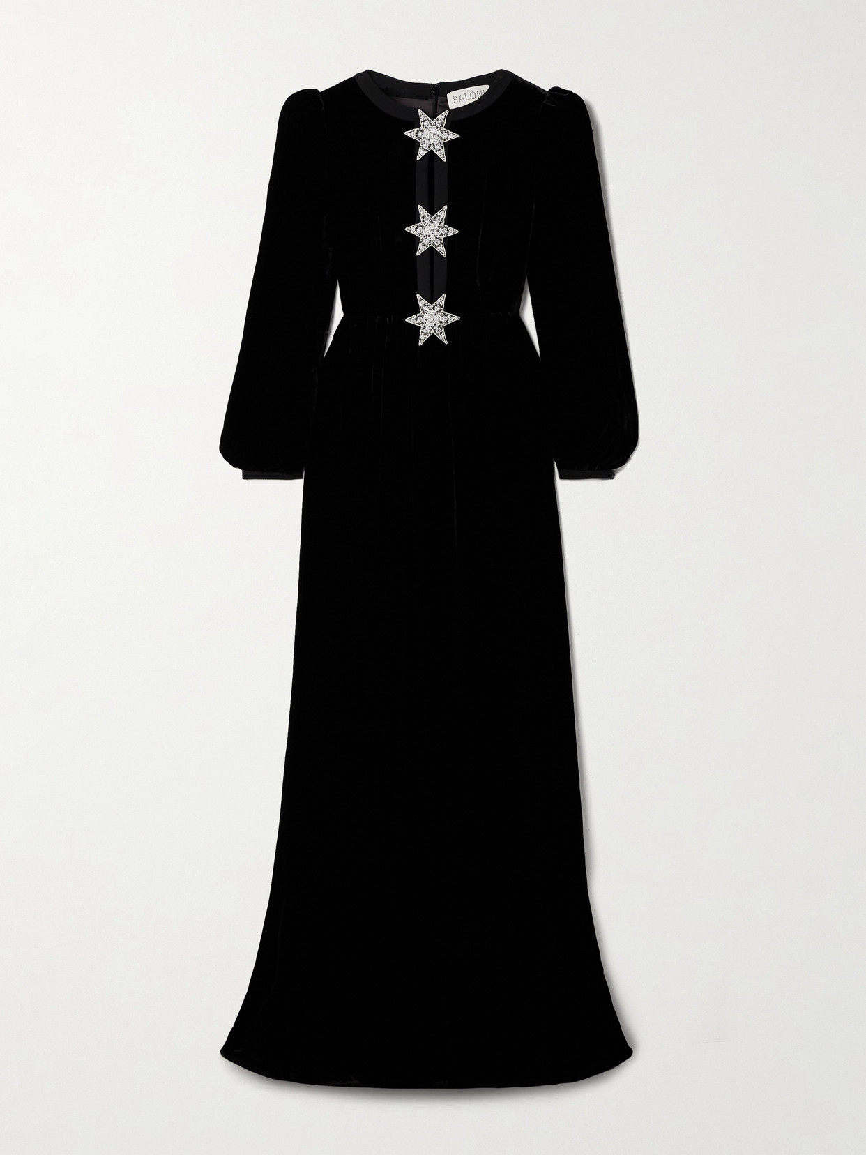 Saloni Camille Embellished Velvet Gown In Black