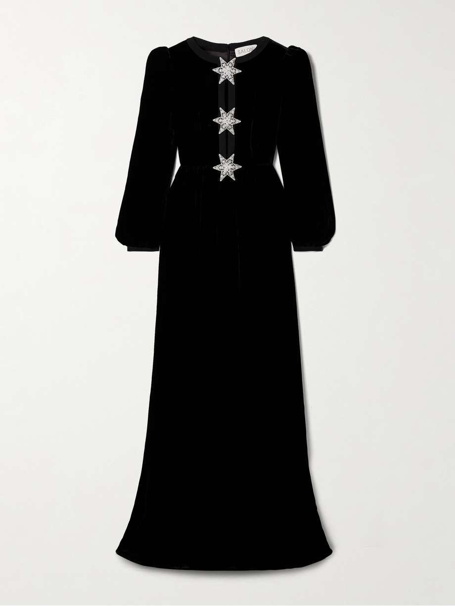 camille embellished velvet gown