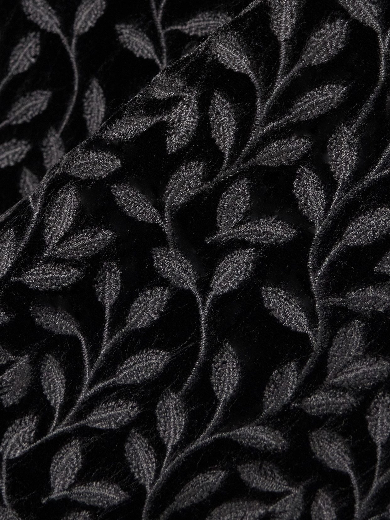 Nat Satin-Trimmed Embroidered Velvet Midi