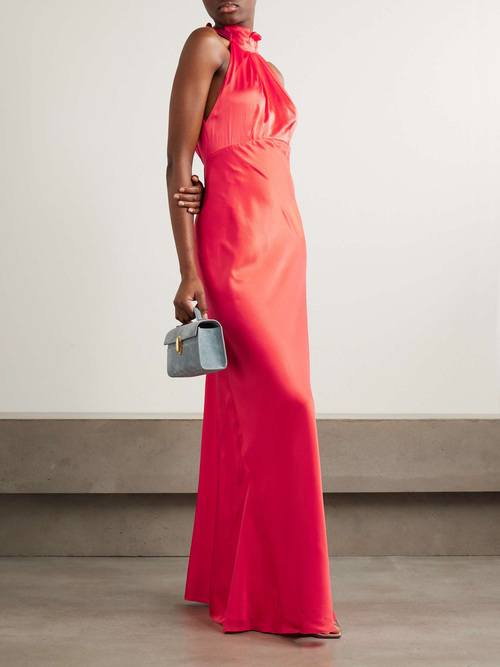SALONI Michelle open-back floral-print satin-jacquard maxi dress