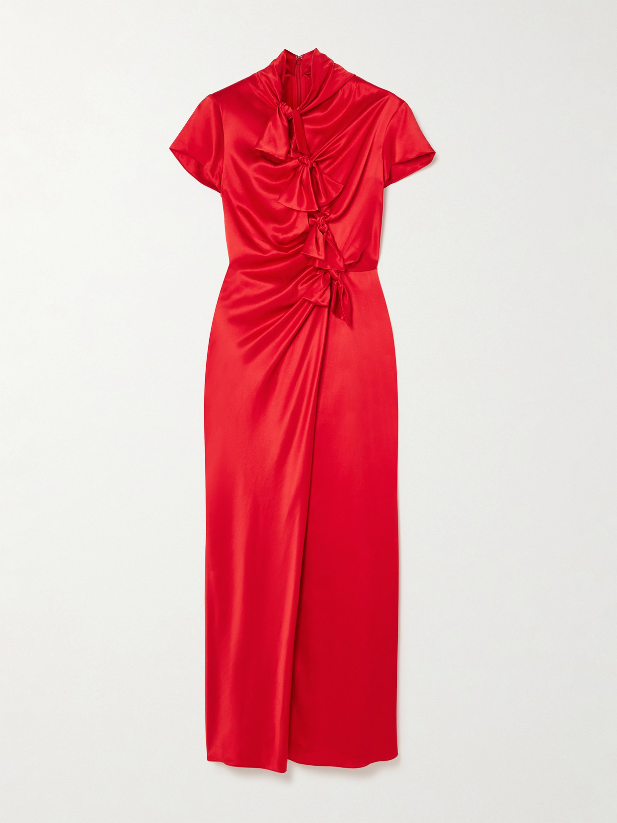 Saloni Kelly Tie-detailed Silk-satin Midi Dress In Red
