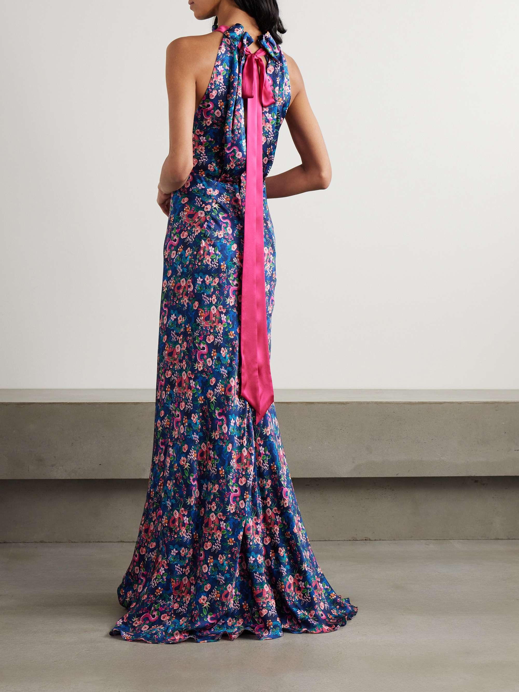 SALONI Michelle open-back floral-print satin-jacquard maxi dress