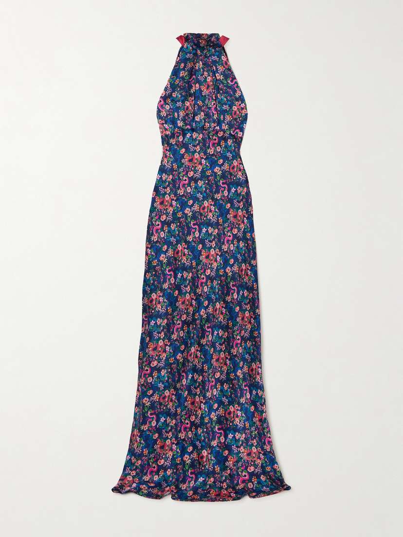 Saloni Michelle Open-back Floral-print Silk-satin Maxi Dress