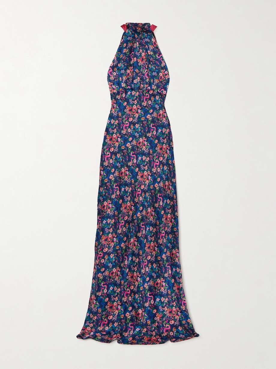 michelle open-back floral-print silk-satin maxi dress