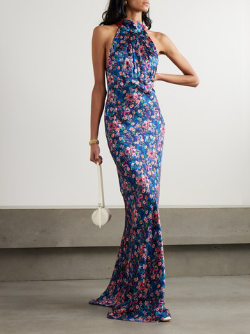 Saloni Michelle open-back floral-print silk-satin maxi dress
