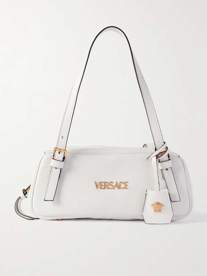 Versace Tag Embellished Leather Shoulder Bag