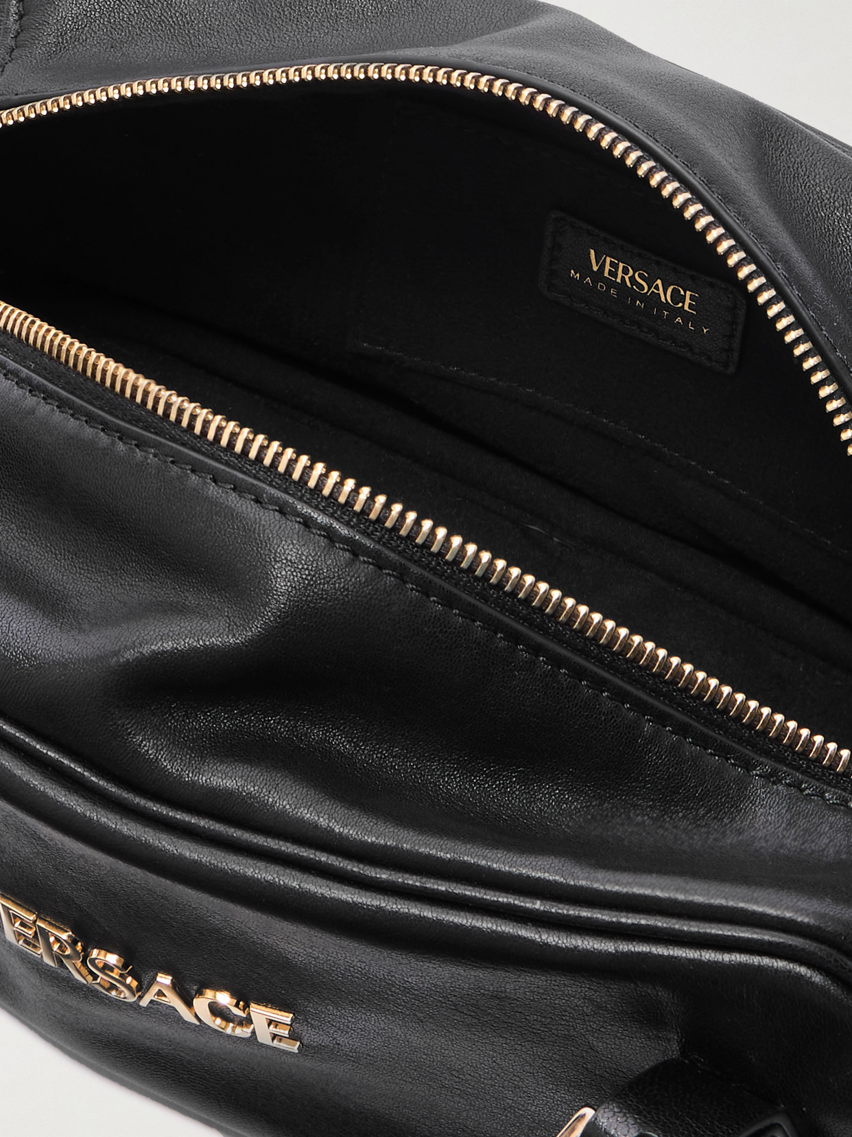 Versace Tag Bowling Shoulder Bag In Black