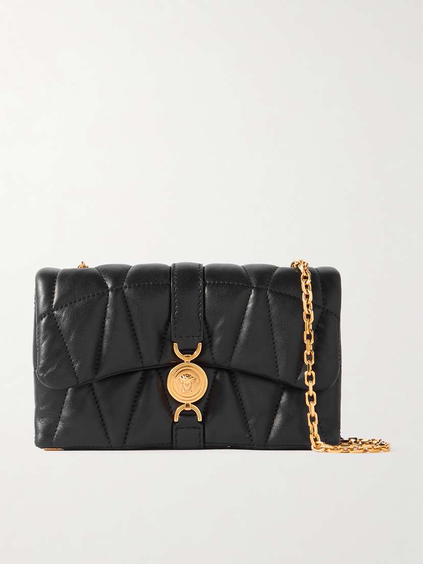 Versace Kleio Mini Matelassé Leather Shoulder Bag