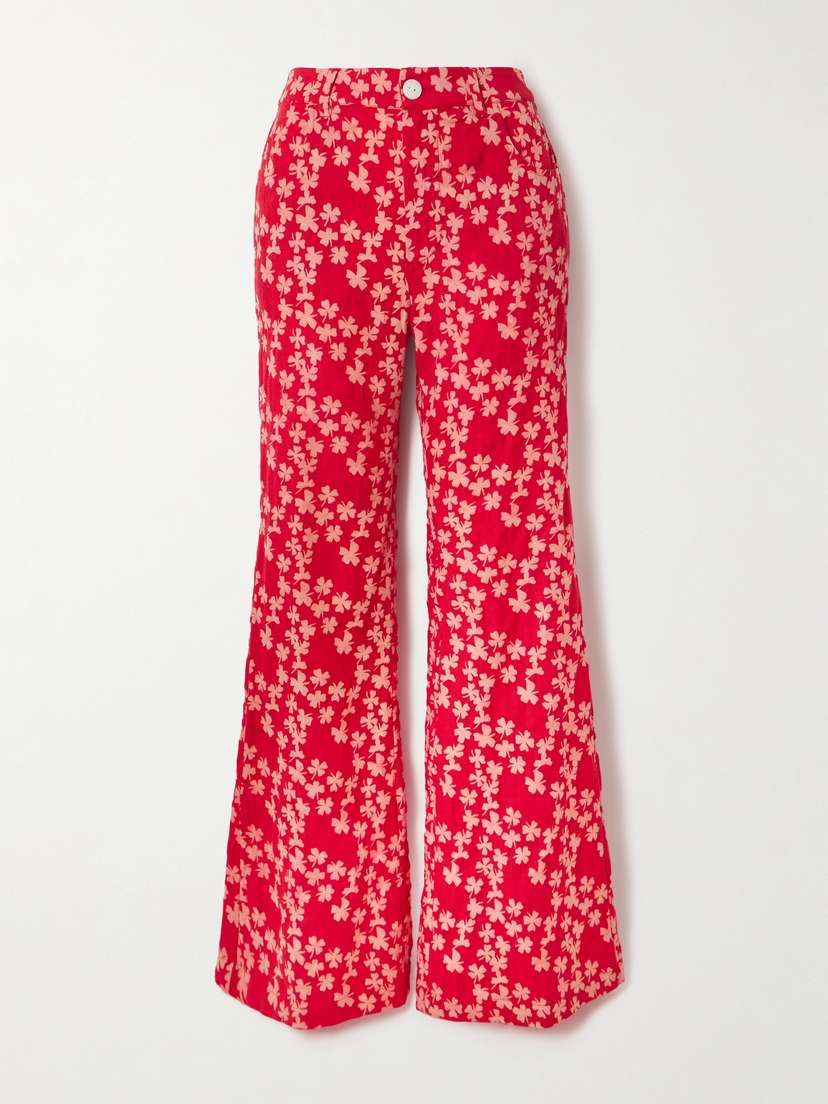 ALIX OF BOHEMIA Bunny Printed Wool-jacquard Flared Pants