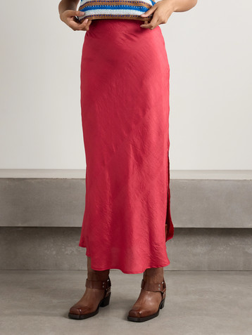 Alix Of Bohemia Lyra crinkled-silk midi skirt