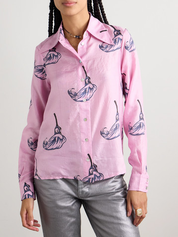 Alix Of Bohemia Dolly floral-print crinkled-silk shirt