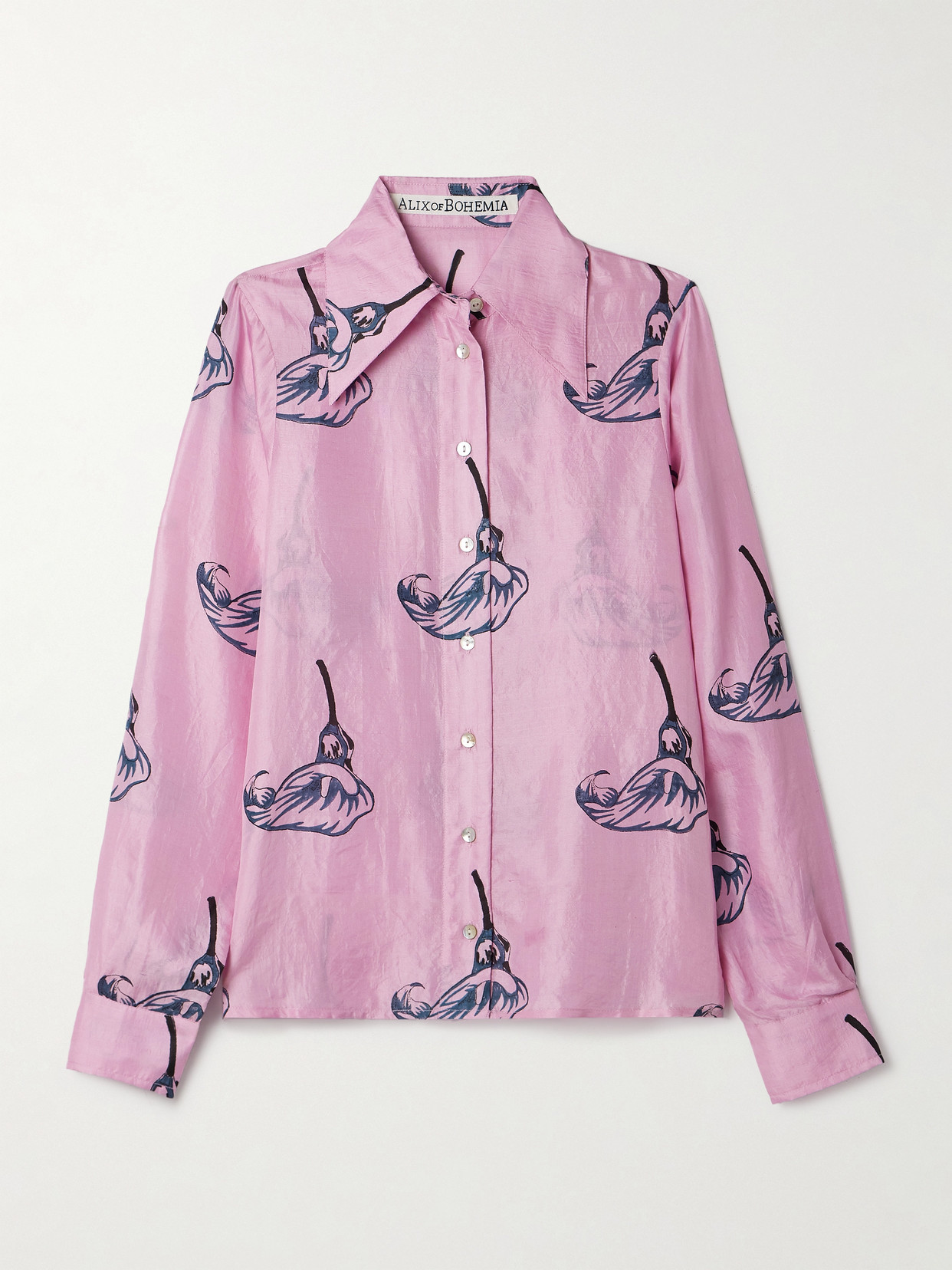 Alix Of Bohemia Dolly Floral-print Crinkled-silk Shirt In Pink