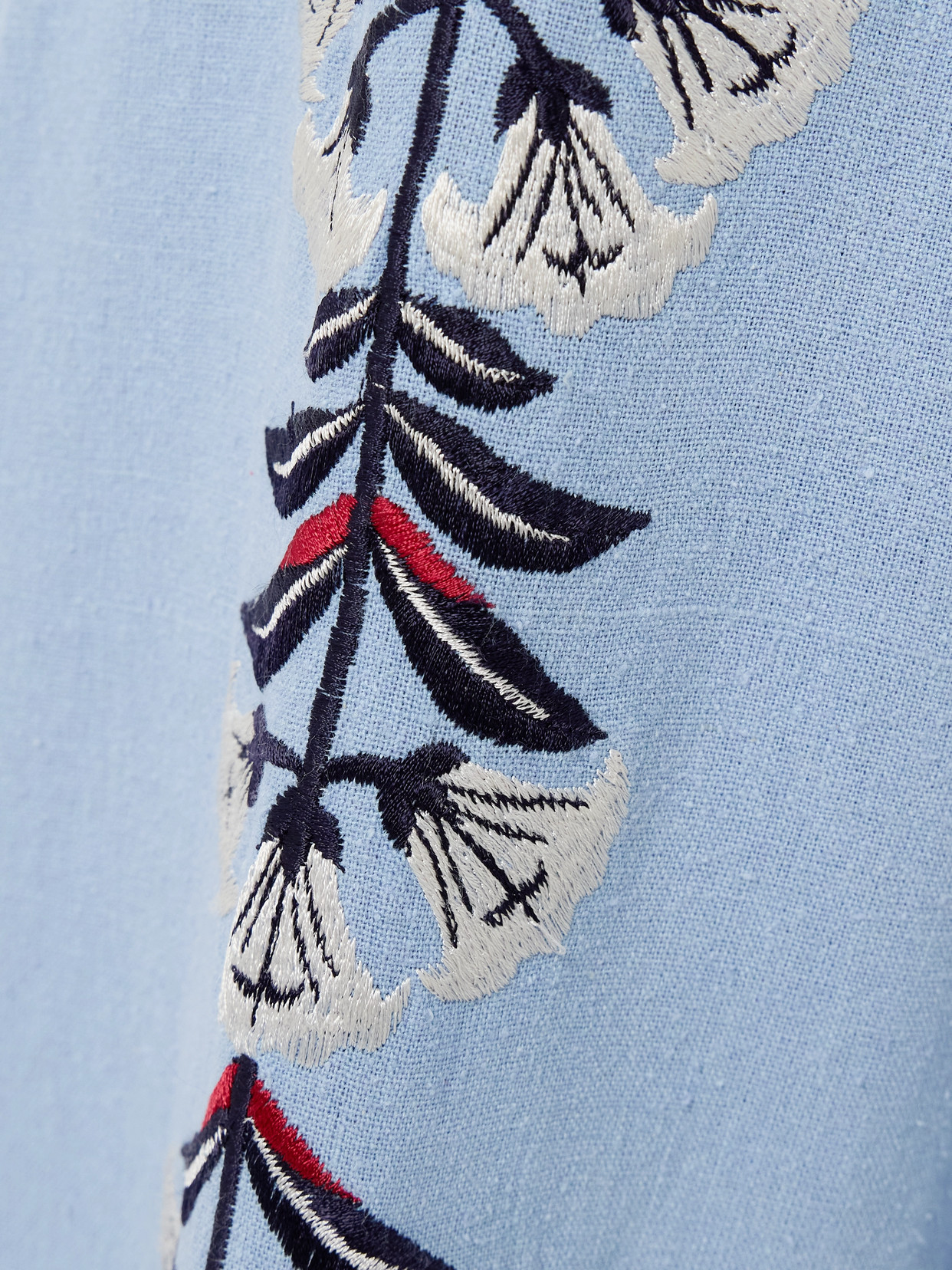 Alix Of Bohemia Charlie Embroidered Slubbed Silk Flared Pants In Blue