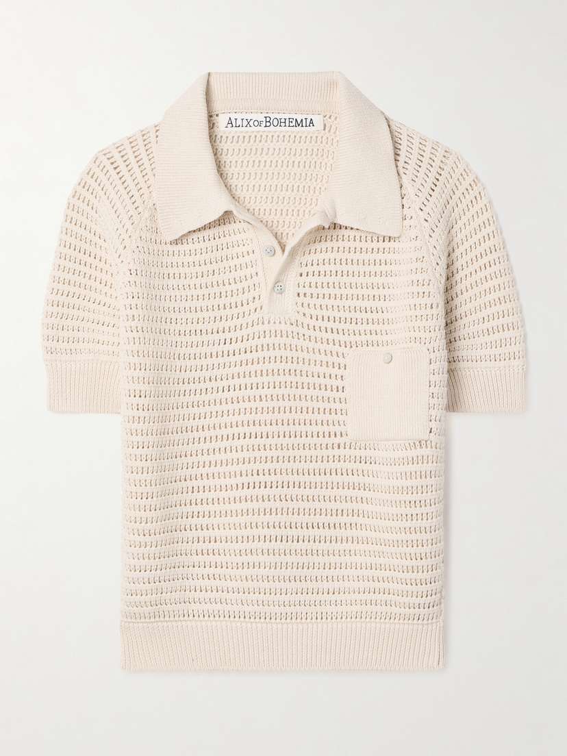 ALIX OF BOHEMIA Lessi Crocheted Cotton Polo Shirt