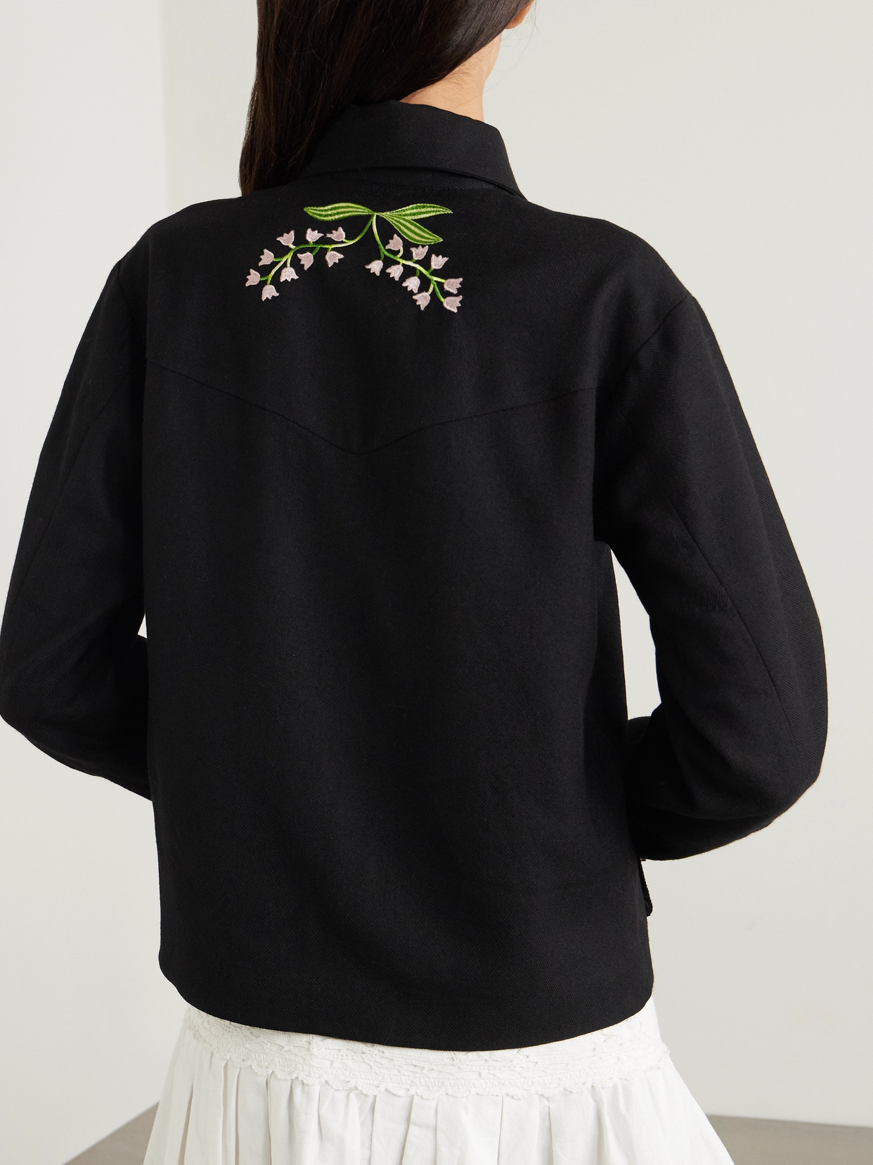 Alix Of Bohemia Jude Embroidered Wool-twill Jacket In Black
