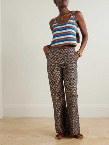 Alix Of Bohemia Tina Lowtide embellished striped crocheted cotton tank