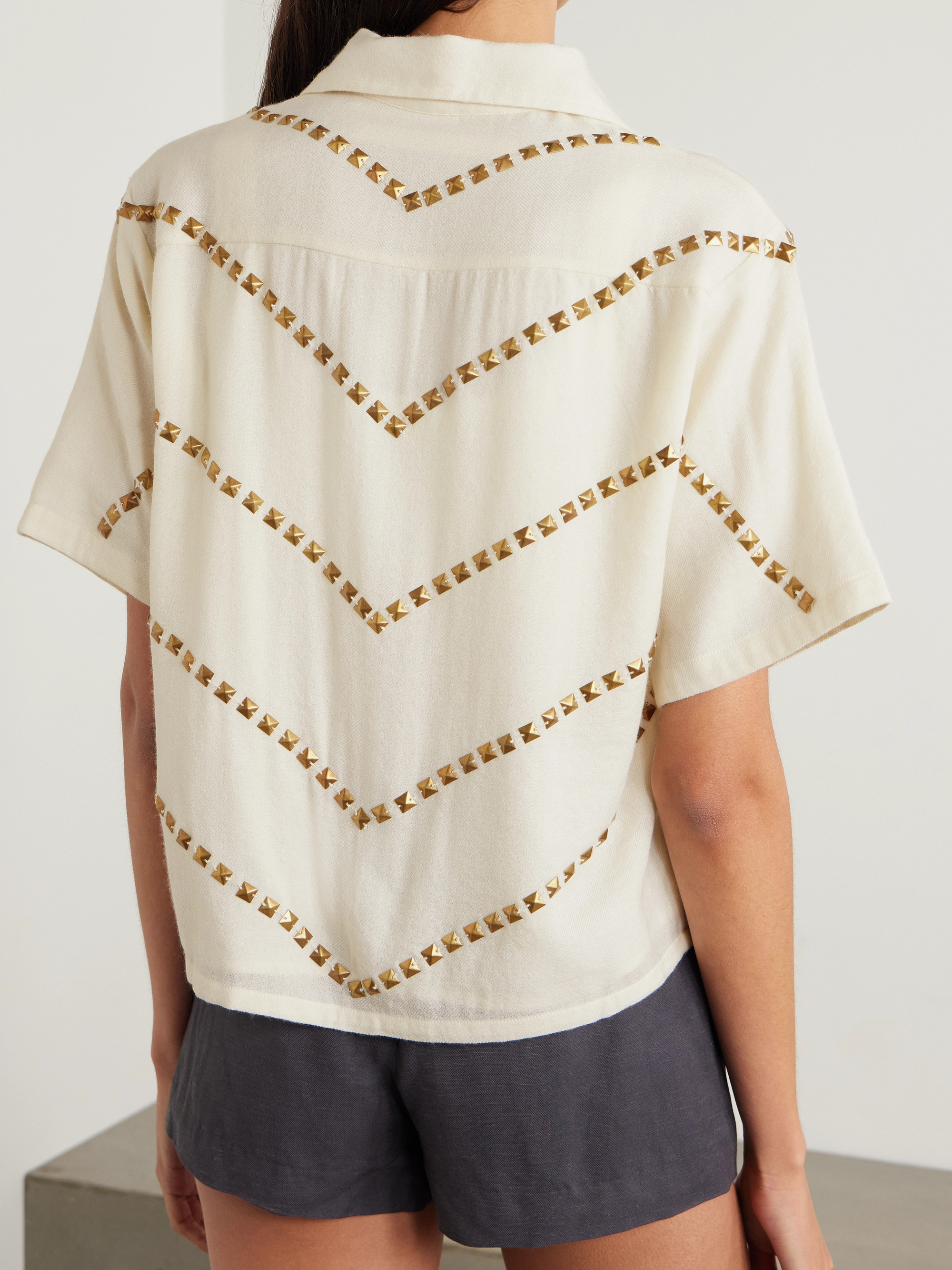 Alix Of Bohemia Stevie studded wool-twill shirt thumbnail