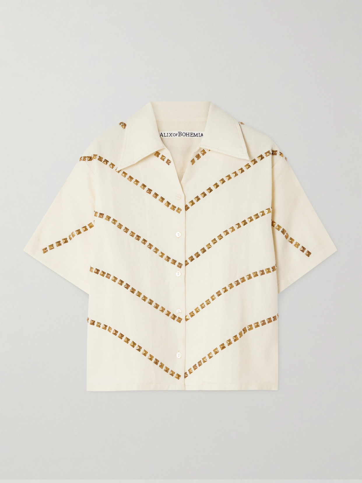 Alix Of Bohemia Stevie Studded Wool-twill Shirt In White