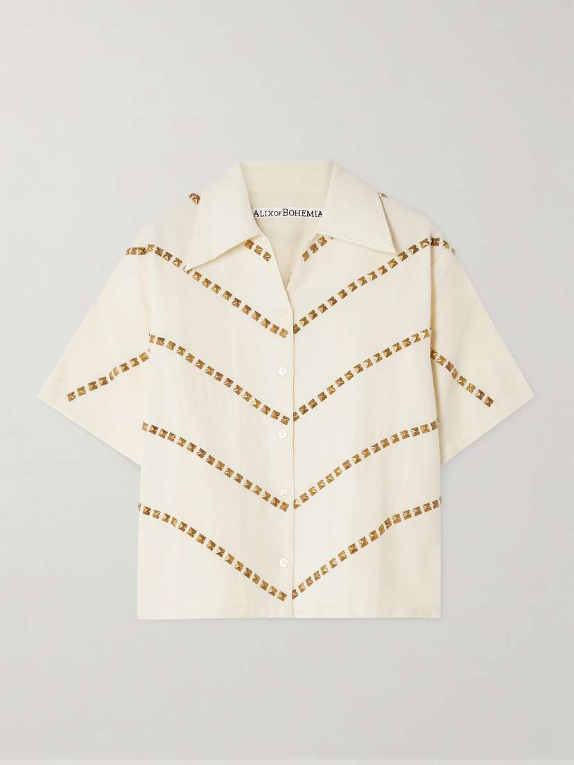 ALIX OF BOHEMIA Stevie Studded Wool-twill Shirt